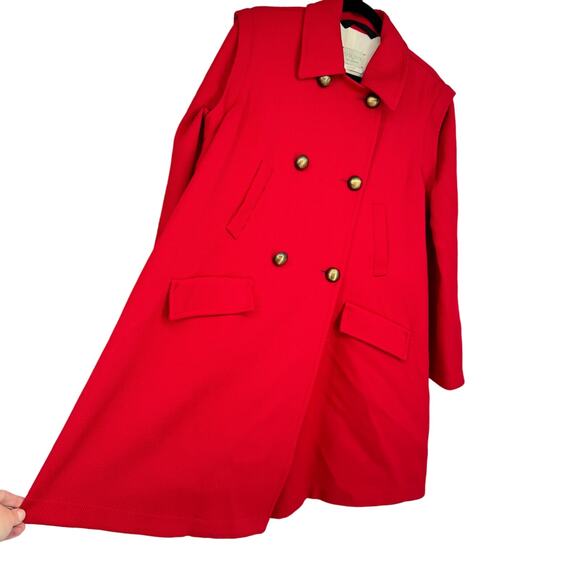 Forte_Forte Red Wool‎ Winter Overcoat Button Front Detachable Sleeves - Picture 5 of 15